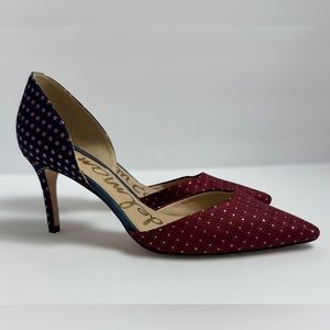 7M Sam Edelman Telsa D'Orsay Woven Pump Red Multi/Blue Multi